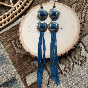 Concho Leather Earrings Boho Western Jewelry